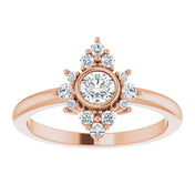 14K Rose Natural White Sapphire & 1/5 CTW Natural Diamond Ring