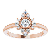 14K Rose Natural White Sapphire & 1/5 CTW Natural Diamond Ring