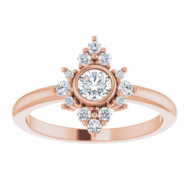 14K Rose Natural White Sapphire & 1/5 CTW Natural Diamond Ring