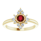 14K Yellow Natural Mozambique Garnet & 1/5 CTW Natural Diamond Ring