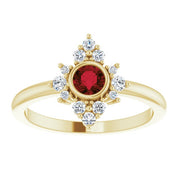 14K Yellow Natural Mozambique Garnet & 1/5 CTW Natural Diamond Ring