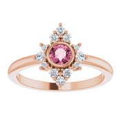 14K Rose Natural Pink Tourmaline & 1/5 CTW Natural Diamond Ring