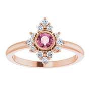 14K Rose Natural Pink Tourmaline & 1/5 CTW Natural Diamond Ring