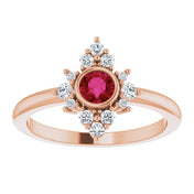 14K Rose Natural Ruby & 1/5 CTW Natural Diamond Ring