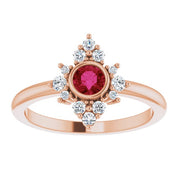 14K Rose Natural Ruby & 1/5 CTW Natural Diamond Ring