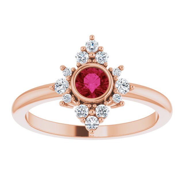 14K Rose Natural Ruby & 1/5 CTW Natural Diamond Ring
