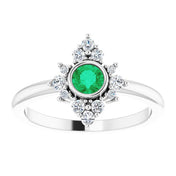 Platinum Lab-Grown Emerald & 1/5 CTW Natural Diamond Ring
