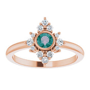 14K Rose Lab-Grown Alexandrite & 1/5 CTW Natural Diamond Ring