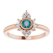 14K Rose Lab-Grown Alexandrite & 1/5 CTW Natural Diamond Ring