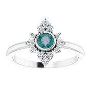 14K White Lab-Grown Alexandrite & 1/5 CTW Diamond Ring