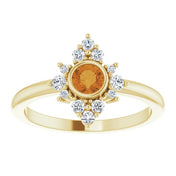 14K Yellow Natural Citrine & 1/5 CTW Natural Diamond Ring