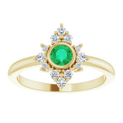 14K Yellow Lab-Grown Emerald & 1/5 CTW Natural Diamond Ring