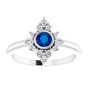 Platinum Natural Blue Sapphire & 1/5 CTW Natural Diamond Ring
