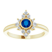 14K Yellow Lab-Grown Blue Sapphire & 1/5 CTW Natural Diamond Ring
