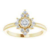 14K Yellow Natural White Sapphire & 1/5 CTW Natural Diamond Ring