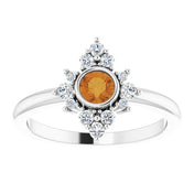 Sterling Silver Natural Citrine & 1/5 CTW Natural Diamond Ring