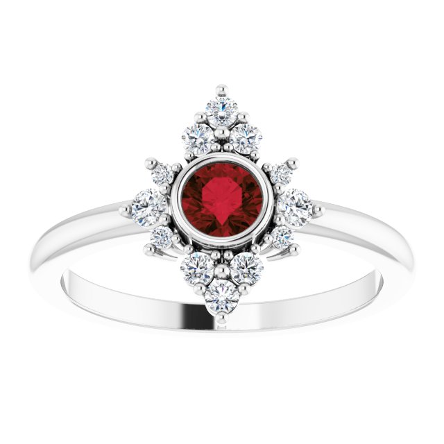 Platinum Natural Mozambique Garnet & 1/5 CTW Natural Diamond Ring