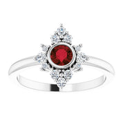 14K White Natural Mozambique Garnet & 1/5 CTW Natural Diamond Ring