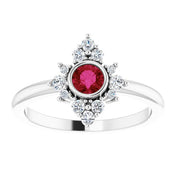 Platinum Natural Ruby & 1/5 CTW Natural Diamond Ring
