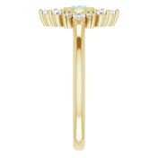 14K Yellow Natural Aquamarine & 1/5 CTW Natural Diamond Ring