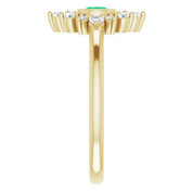 14K Yellow Lab-Grown Emerald & 1/5 CTW Natural Diamond Ring