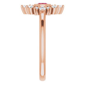 14K Rose Lab-Grown Ruby & 1/5 CTW Natural Diamond Ring