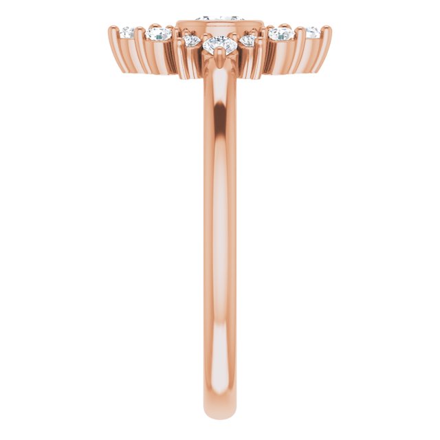 14K Rose Natural White Sapphire & 1/5 CTW Natural Diamond Ring