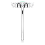 Platinum Lab-Grown Emerald & 1/5 CTW Natural Diamond Ring