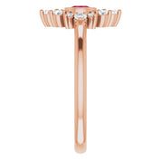 14K Rose Natural Ruby & 1/5 CTW Natural Diamond Ring