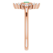 14K Rose Lab-Grown Emerald & 1/5 CTW Natural Diamond Ring