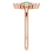 14K Rose Lab-Grown Emerald & 1/5 CTW Natural Diamond Ring