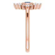 14K Rose Lab-Grown Blue Sapphire & 1/5 CTW Natural Diamond Ring
