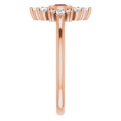 14K Rose Natural Mozambique Garnet & 1/5 CTW Natural Diamond Ring