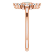 14K Rose Natural Aquamarine & 1/5 CTW Natural Diamond Ring