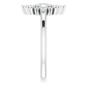 Platinum Natural Aquamarine & 1/5 CTW Natural Diamond Ring
