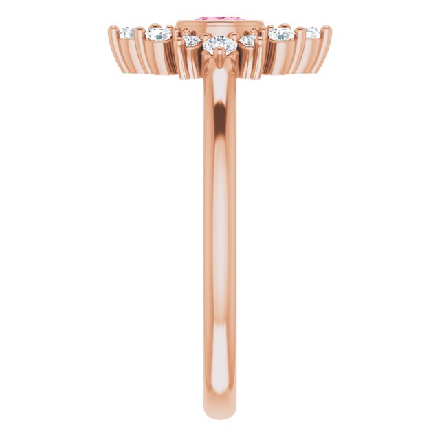 14K Rose Natural Pink Tourmaline & 1/5 CTW Natural Diamond Ring