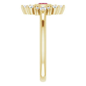 14K Yellow Natural Ruby & 1/5 CTW Natural Diamond Ring