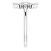 Sterling Silver Natural Pink Tourmaline & 1/5 CTW Natural Diamond Ring
