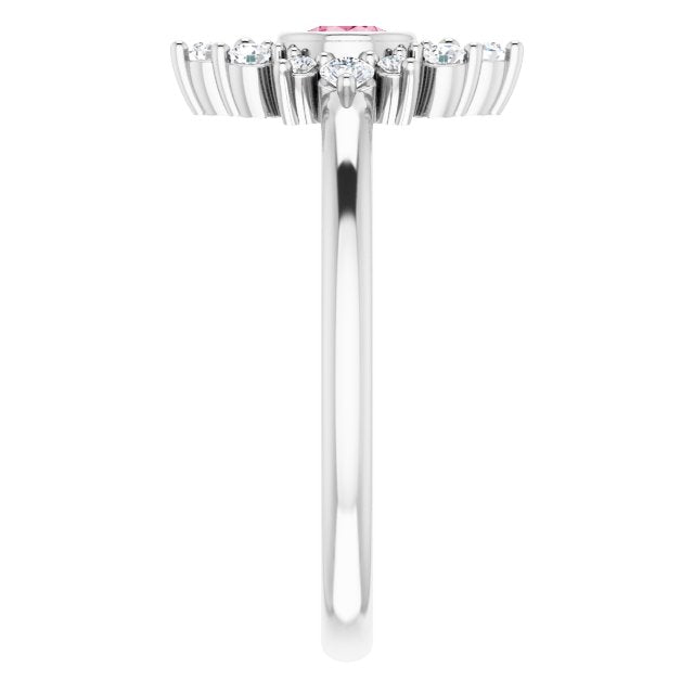 Sterling Silver Natural Pink Tourmaline & 1/5 CTW Natural Diamond Ring