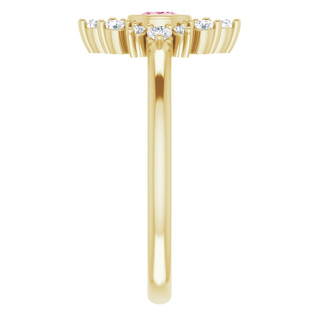 14K Yellow Natural Pink Tourmaline & 1/5 CTW Natural Diamond Ring