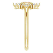 14K Yellow Natural Mozambique Garnet & 1/5 CTW Natural Diamond Ring