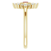14K Yellow Natural Mozambique Garnet & 1/5 CTW Natural Diamond Ring