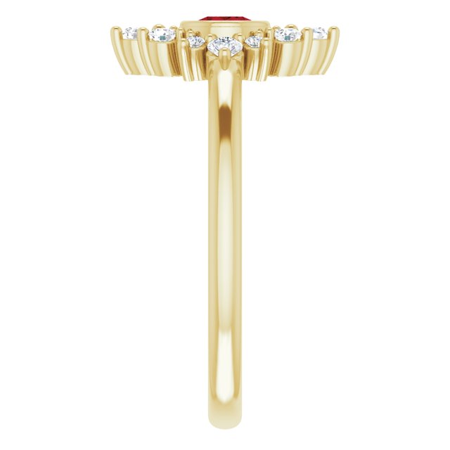 14K Yellow Natural Mozambique Garnet & 1/5 CTW Natural Diamond Ring