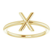 14K Yellow Initial X Ring
