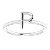 Sterling Silver Initial P Ring