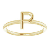 14K Yellow Initial P Ring