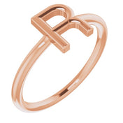 14K Rose Initial R Ring