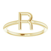 14K Yellow Initial R Ring