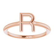 14K Rose Initial R Ring