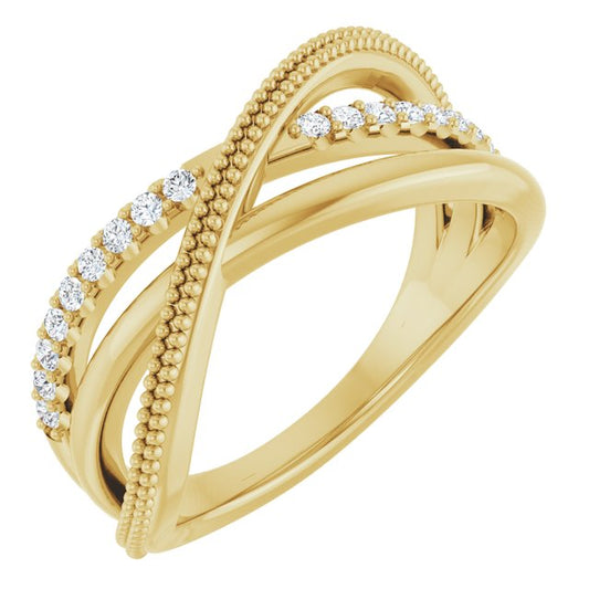 14K Gold 1/5 CTW Lab-Grown Diamond Criss-Cross Ring